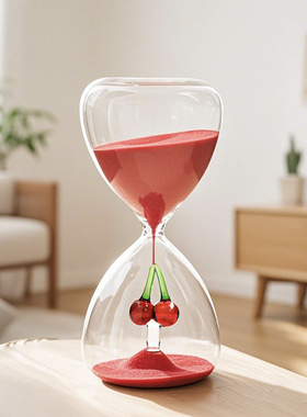 创意15分钟红樱桃沙漏计时器圣诞糖果玻璃沙漏家居装饰摆件