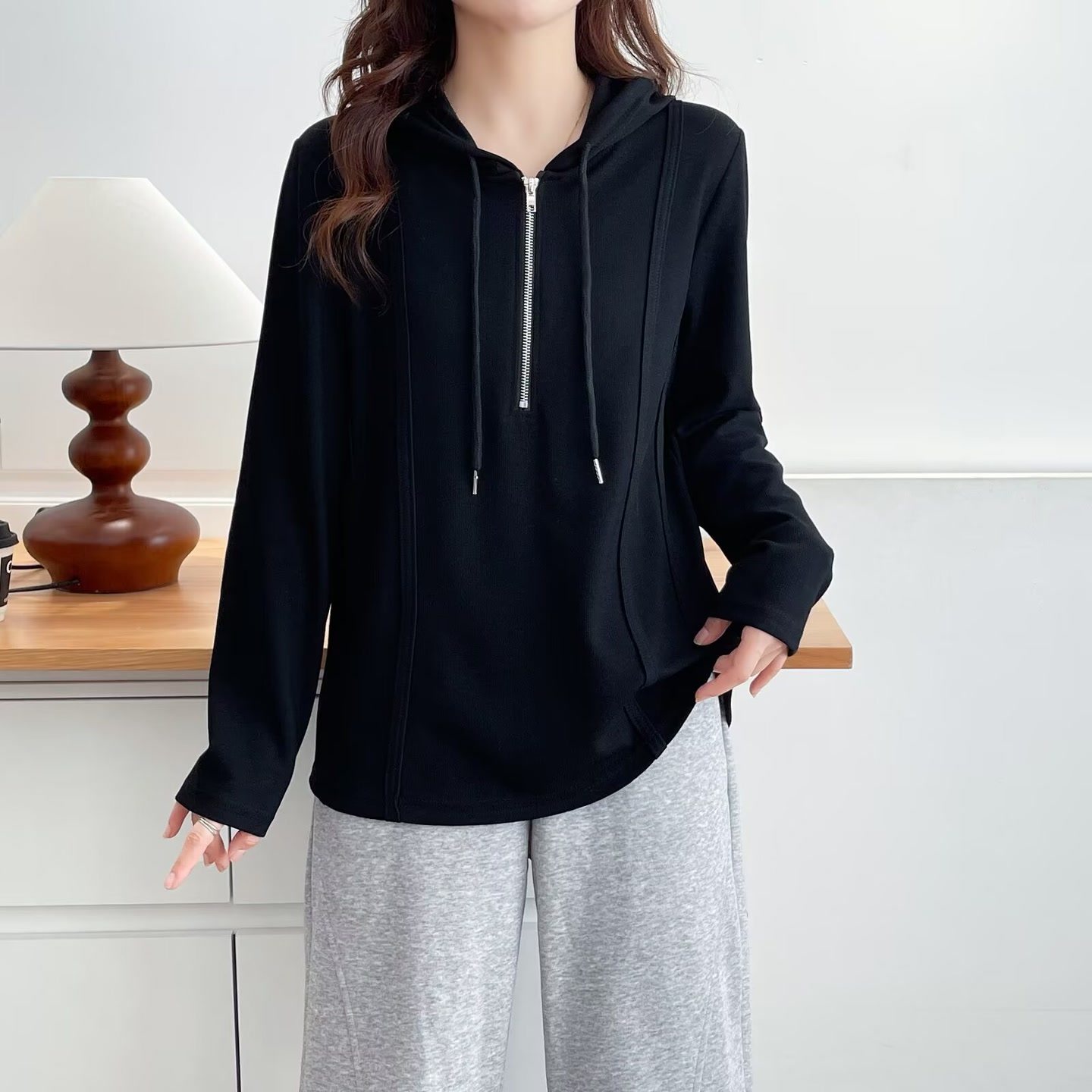 清仓捡漏~专柜撤回外贸休闲半拉链连帽卫衣减龄显瘦宽松女上衣秋,淘宝优惠券,粉丝福利购,淘宝优惠卷