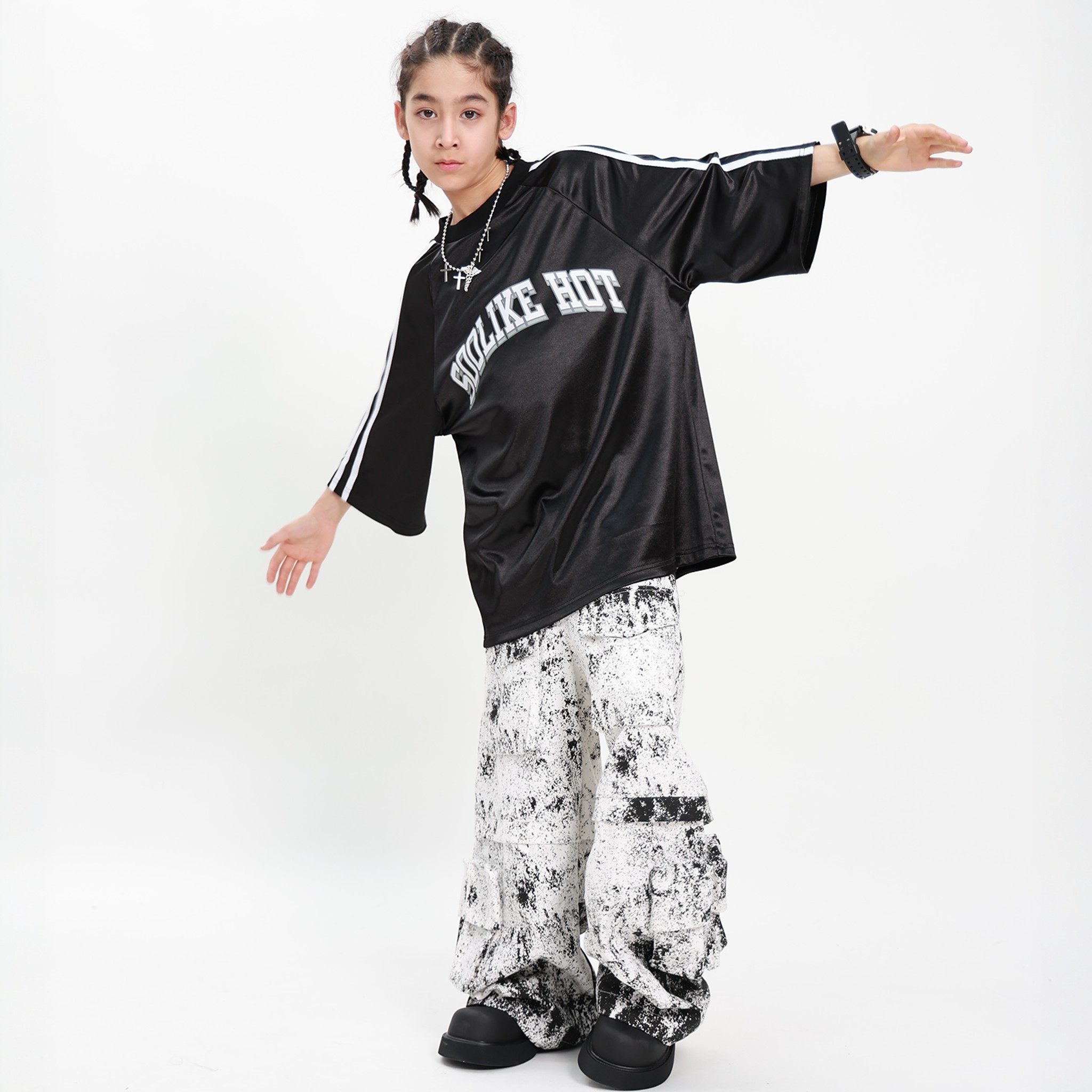 SWAG儿童街舞潮服套装男童嘻哈帅气短袖裤子hiphop街舞演出服夏季,淘宝优惠券,粉丝福利购,淘宝优惠卷