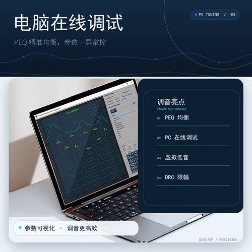 蓝牙5.3dsp功放板2.0立体声EQ AI调节分频hifi音质支持调音40wx2 - 图1