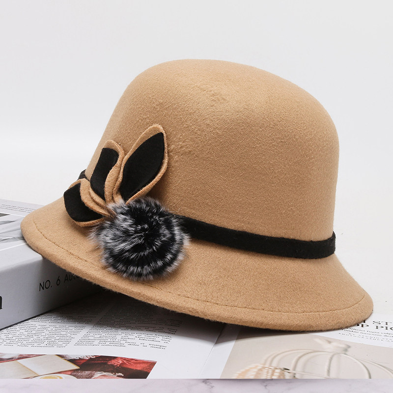 中老年女士礼帽酒红春秋季毛呢盆帽中年女帽春天妈妈帽大檐遮阳帽,淘宝优惠券,粉丝福利购,淘宝优惠卷