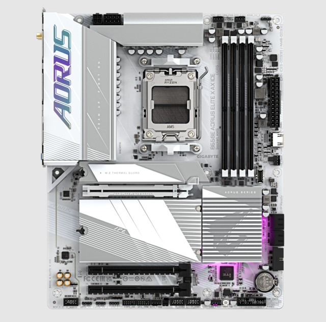 Gigabyte b650e aorus elite x ax ice ice sculpture motherboard am5 supports 7800 9950xcpu