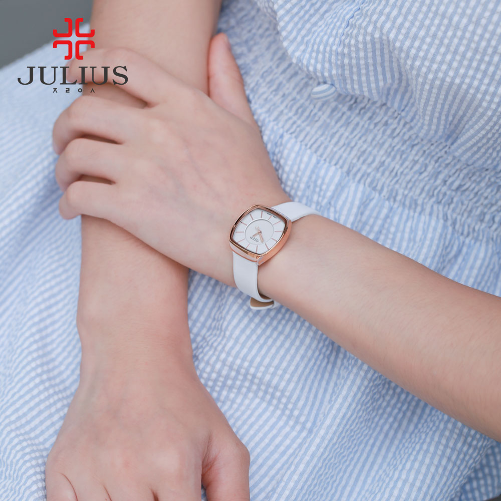 Julius聚利时韩国正品简约薄款情侣时尚手表女对表真皮带腕表气-图3