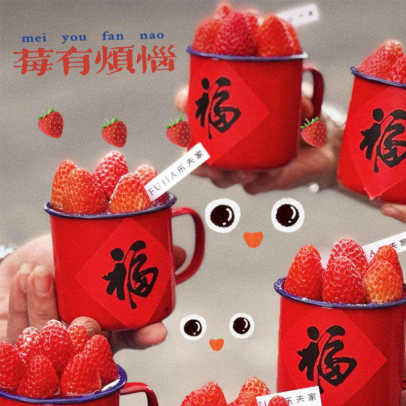 2025跨年除夕福字贴纸草莓中式茶缸茶杯新年元旦甜品蛋糕搪瓷杯,淘宝优惠券,粉丝福利购,淘宝优惠卷