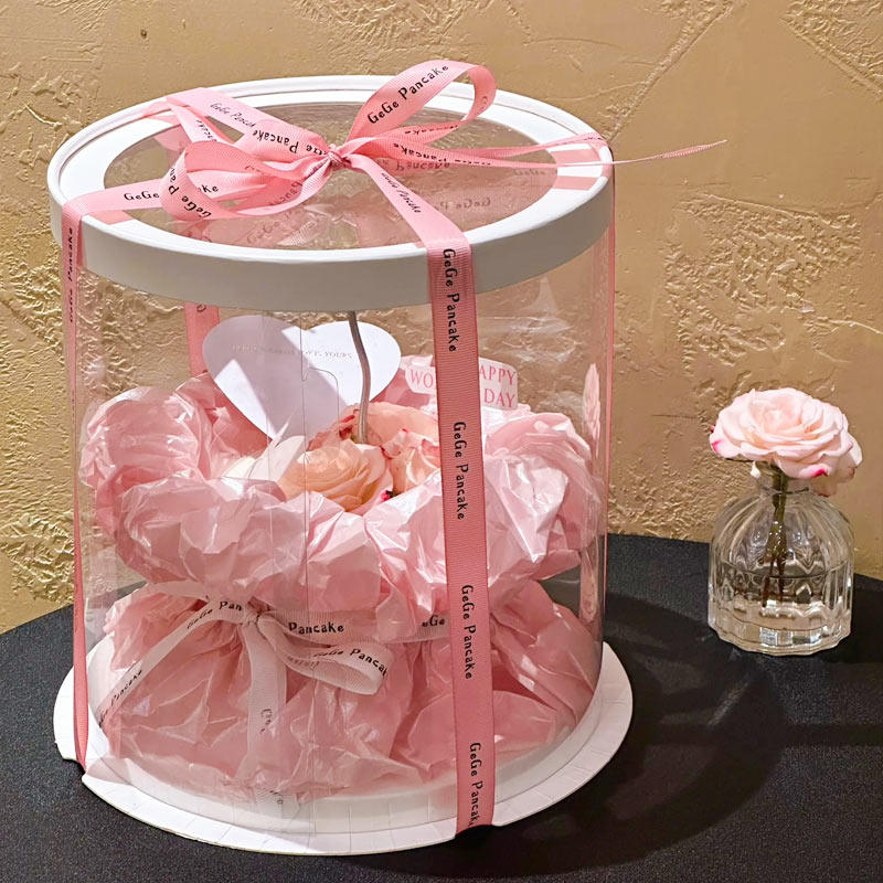 2.14情人节粉色玫瑰花束珠光粉色围边卡片甜品蛋糕装饰透明蛋糕盒,淘宝优惠券,粉丝福利购,淘宝优惠卷