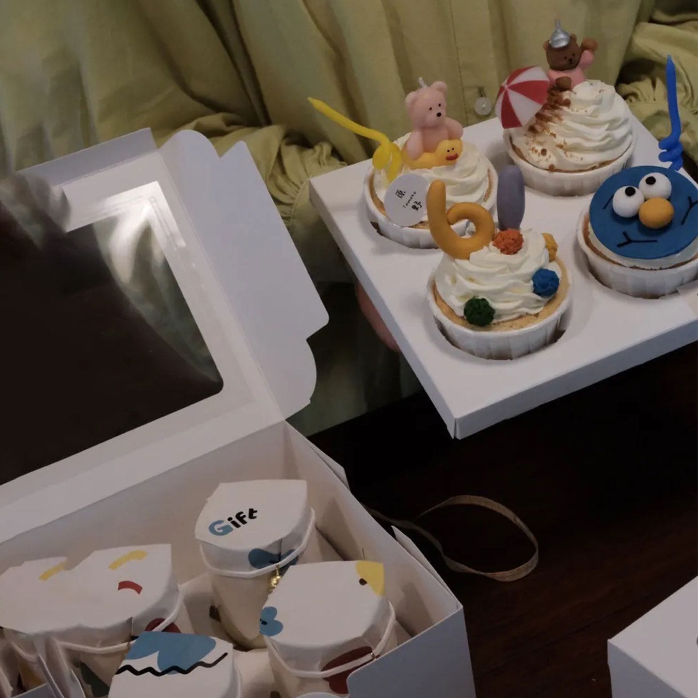 六一儿童节ins风纸杯蛋糕装饰可爱小熊扭扭棒蜡烛4粒甜品打包盒,淘宝优惠券,粉丝福利购,淘宝优惠卷