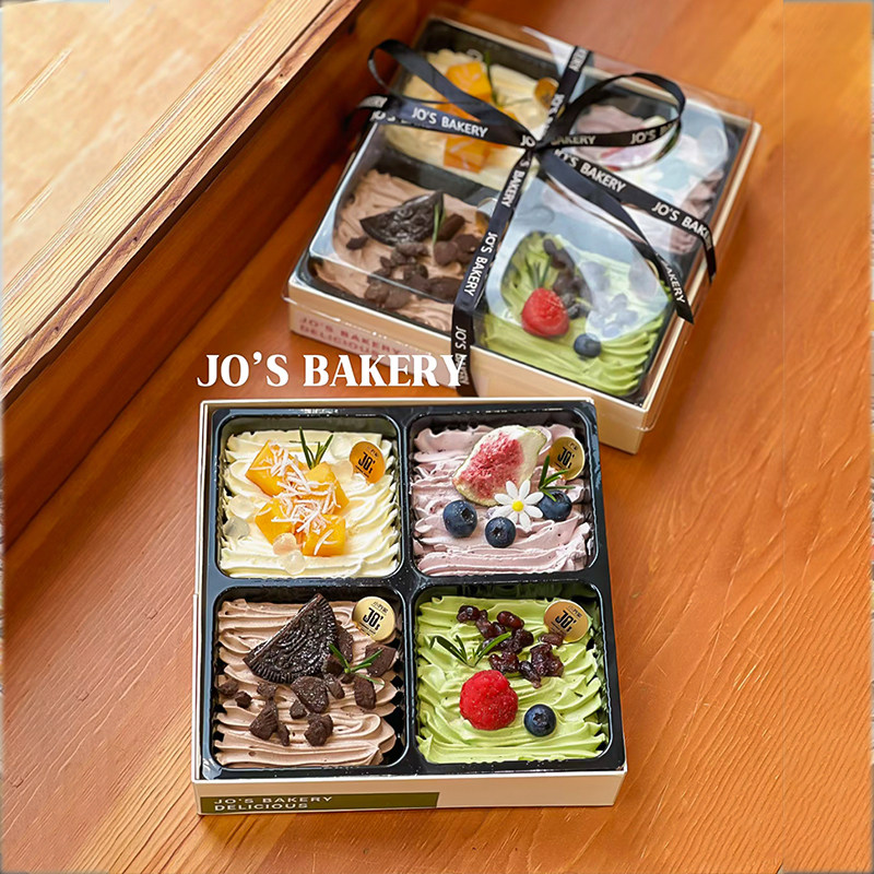 网红户外野餐口味水果四喜盒子蛋糕装饰春游四拼欢喜盒奶油甜品盒,淘宝优惠券,粉丝福利购,淘宝优惠卷