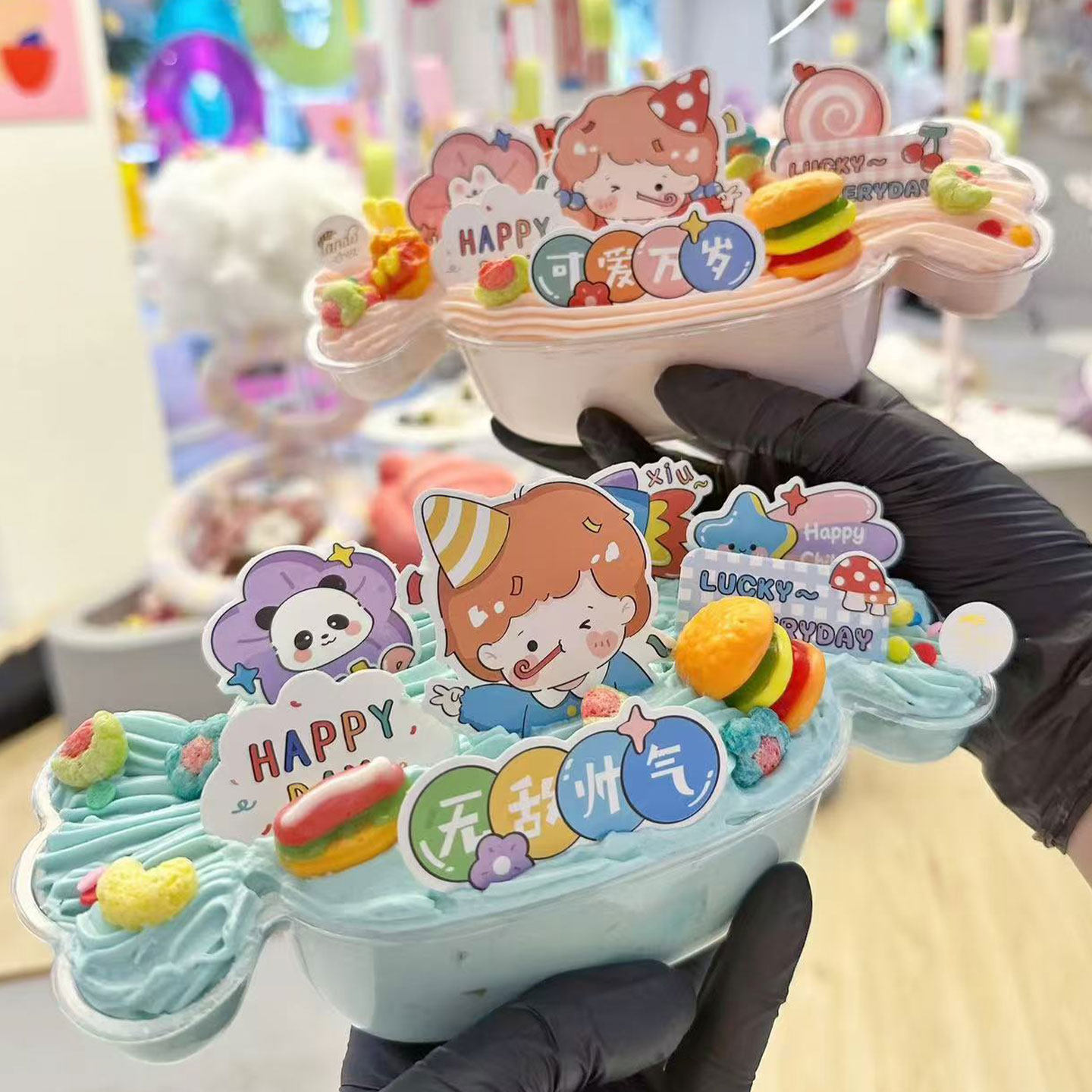 六一儿童节可爱糖果造型盒子蛋糕装饰卡通男孩女孩棉花糖装饰,淘宝优惠券,粉丝福利购,淘宝优惠卷