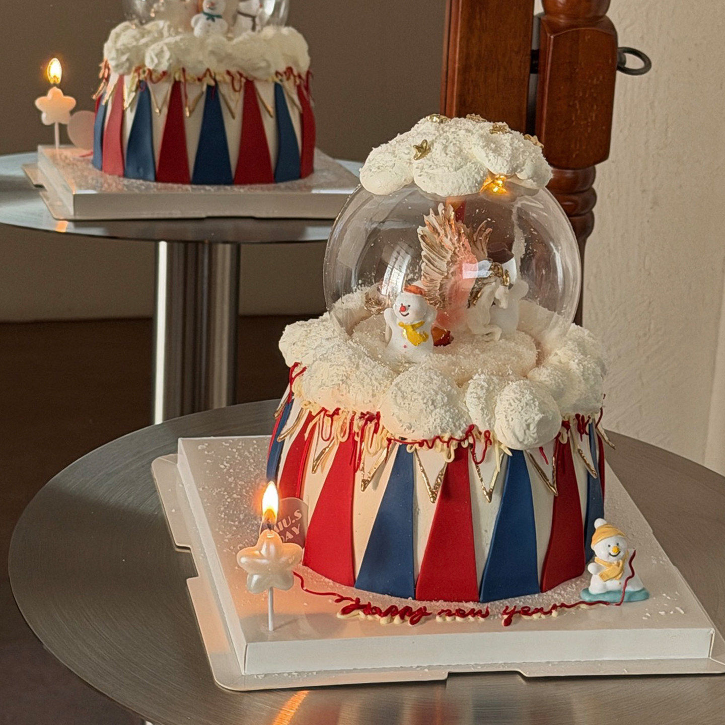 网红恭贺新年马年版马戏团水晶球蛋糕装饰可爱翅膀小马小雪人装扮,淘宝优惠券,粉丝福利购,淘宝优惠卷