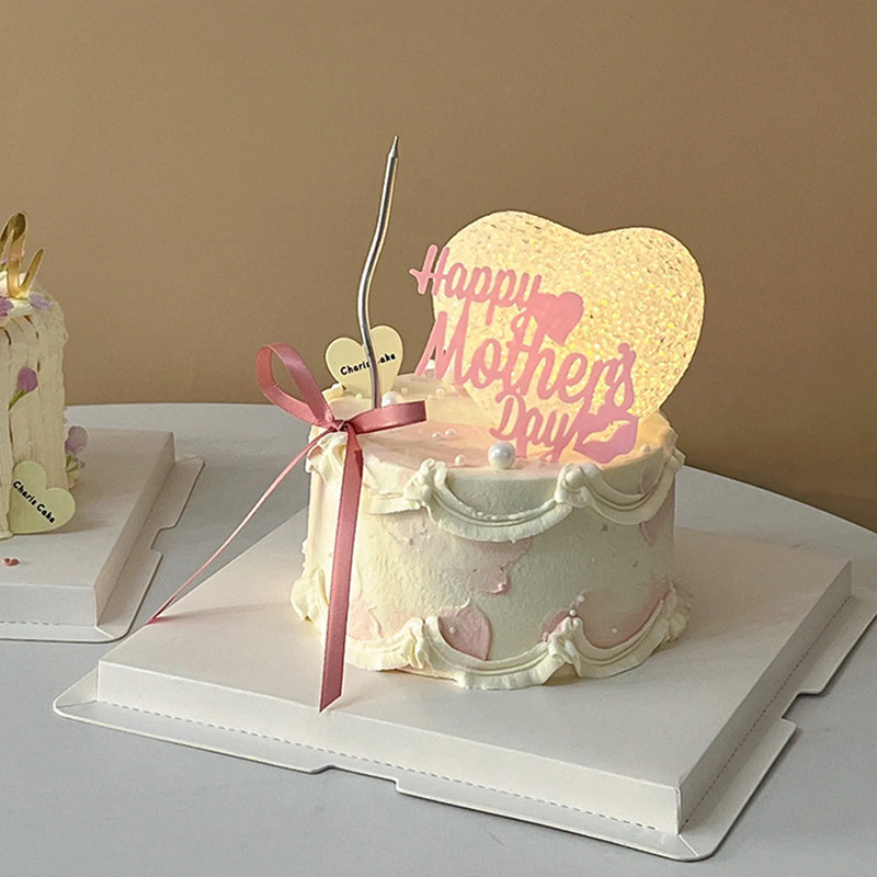 2025母亲节蛋糕装饰妈妈节日镜面爱心亚克力MOM插件蝴蝶结泡泡纱,淘宝优惠券,粉丝福利购,淘宝优惠卷