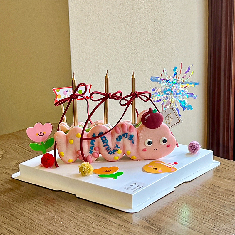 卡通手绘蛇年DIY多巴胺小旗插件插牌雨丝双层夹心饼干甜品蛋糕,淘宝优惠券,粉丝福利购,淘宝优惠卷