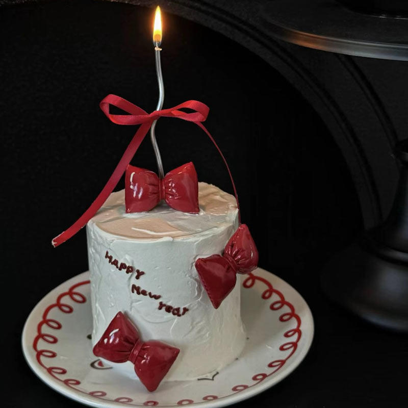 2025跨年新年除夕夜红色蝴蝶结ins芭蕾风曲线蜡烛插件甜品蛋糕,淘宝优惠券,粉丝福利购,淘宝优惠卷