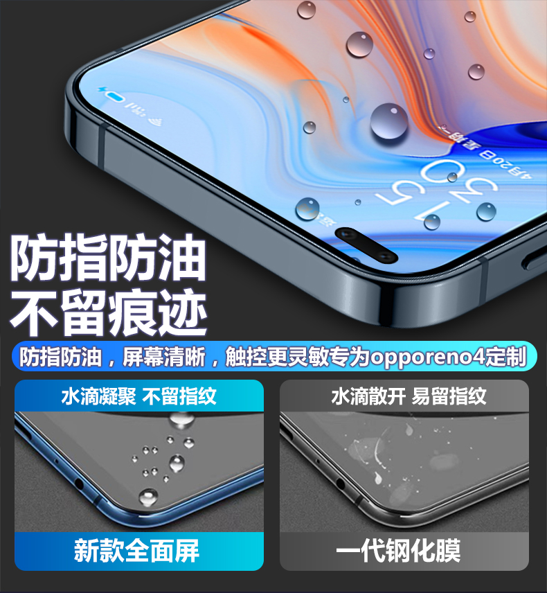 opporeno4pro曲面屏钢化膜5G版全屏覆盖0pporeno4por新品护眼抗蓝光opopreno4se原装官方全包防摔防指纹偷窥 - 图1