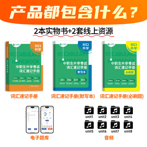 【沃米教育】2027单招 中职英语词汇语法 职高对口升学单词书 速记手册必刷题一本通职教高考英语教材大纲复习资料体育单招 - 图1
