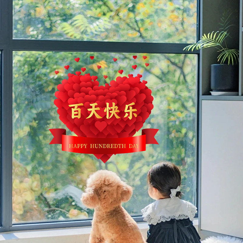 满月布置宝宝百天仪式感用品拍照道具婴儿百日宴场景装饰窗花贴画,淘宝优惠券,粉丝福利购,淘宝优惠卷