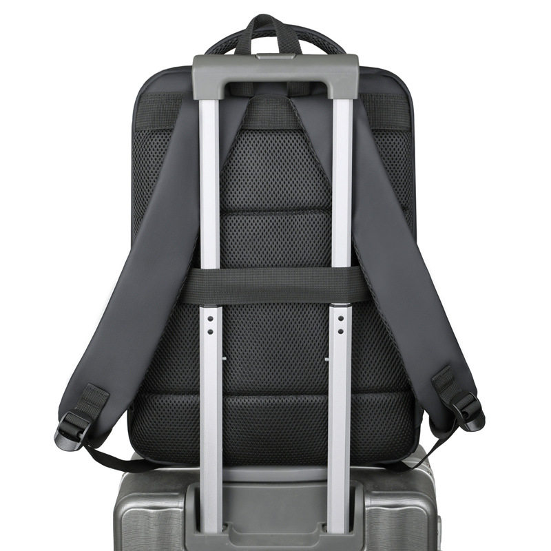 休闲多功能双肩包2025新款简约纯色商务电脑包拉杆箱插带学生书包,淘宝优惠券,粉丝福利购,淘宝优惠卷