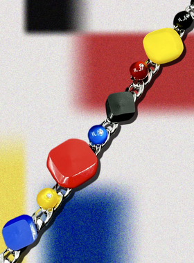 艺术家蒙德里安几何choker项链