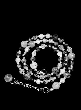 原创国风水墨黑发晶串珠项链