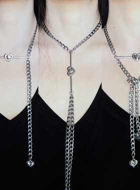 原创新中式朋克爱心金属盘扣项链