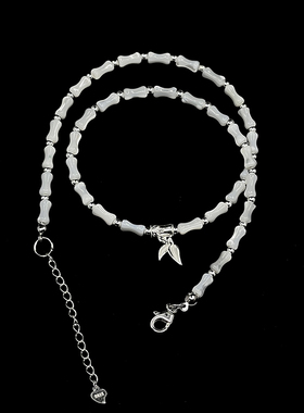 原创白竹925纯银天然白贝项链