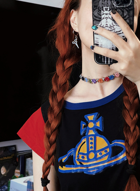 原创设计彩色花朵纽扣钛钢颈链