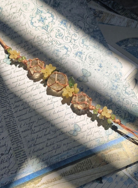 桂花|原创小花环桂花印象水晶编绳黄水晶原石手链森系ins风小众