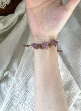 一日摇天然紫水晶原石手链手绳手环抖音网红网兜女友百搭创意礼物