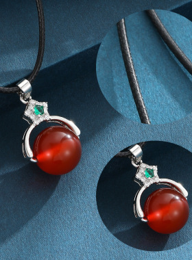 玛瑙蜡绳女新中式复古项链转运珠