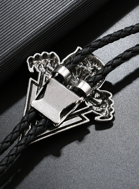 牛仔波洛领带男士银虎骷髅项链长