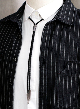 新款时尚复古简约个性休闲几何毛衣链皮绳长项链男女衬衫配饰领带