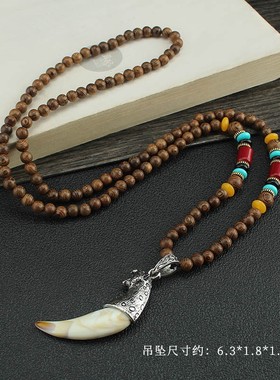 中国风木项链脖子吊坠T恤配饰