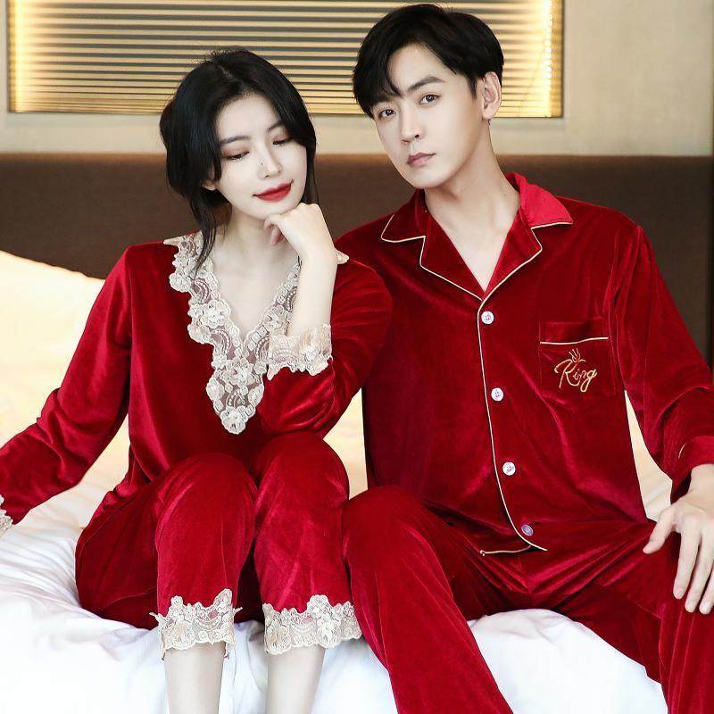 情侣睡衣男女士春秋冬季大码金丝绒家居服外套2025结婚红色本命年,淘宝优惠券,粉丝福利购,淘宝优惠卷