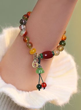 民族风多巴胺莲蓬手链女款国潮精致高级设计感时尚百搭礼物手饰品