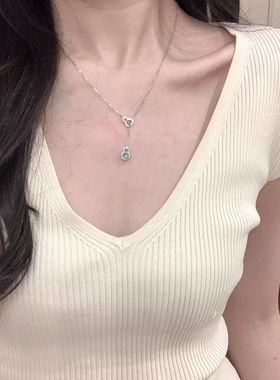 绿色葫芦项链女款2025新款高级感轻奢小众锁骨链钛钢不掉色颈链女