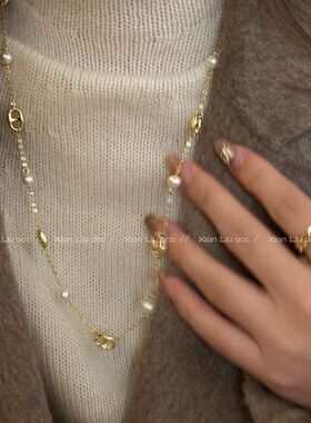 长款猪鼻子珍珠项链女2025新款爆款毛衣链轻奢小众气质锁骨链配饰