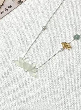 春映雪莲新中式冰透小莲花编织项链简约精致显白小众气质锁骨链女