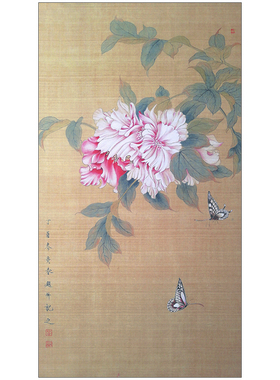 TP357工笔画芙蓉蝴蝶白描底稿国画花鸟临摹练习线描画实物打印稿