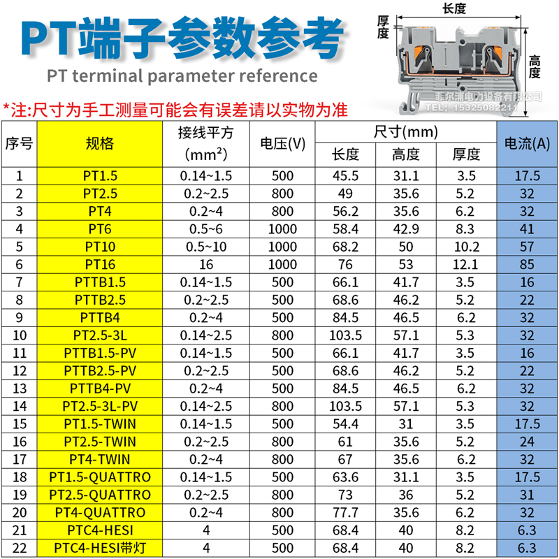 PT弹簧接线端子导轨式PT2.5/4/6/10免工具直插式ST2.5组合连接器 - 图1