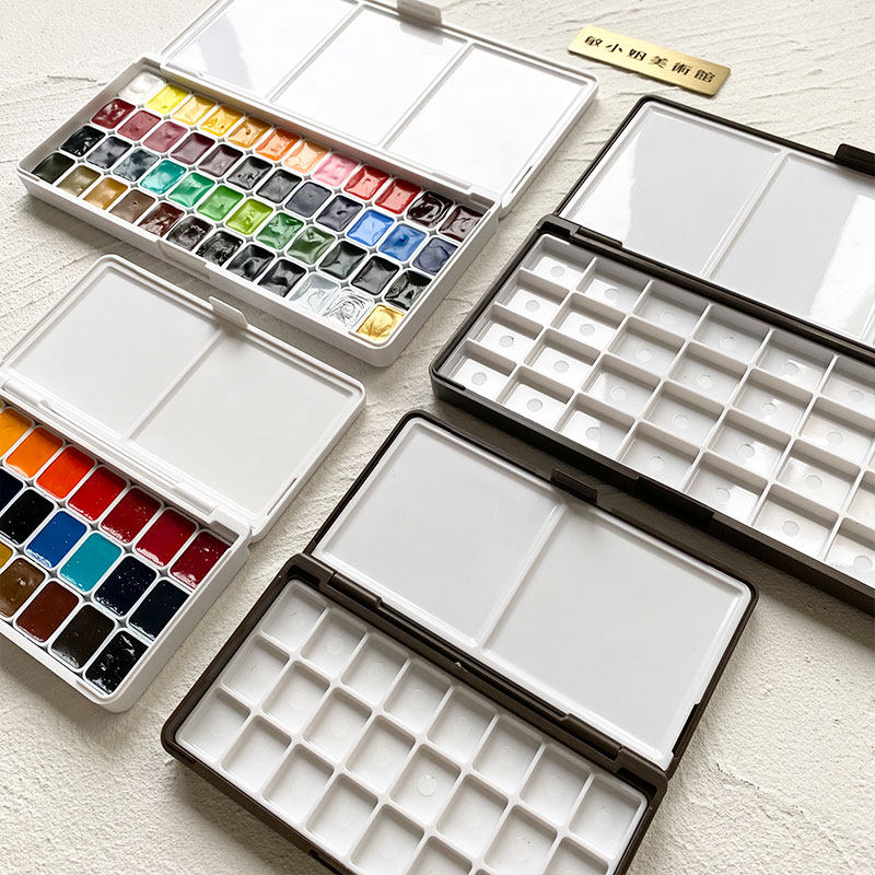 水彩颜料塑料分装盒 空盒24格48格 水彩收纳盒调色盒子带调色盘,淘宝优惠券,粉丝福利购,淘宝优惠卷