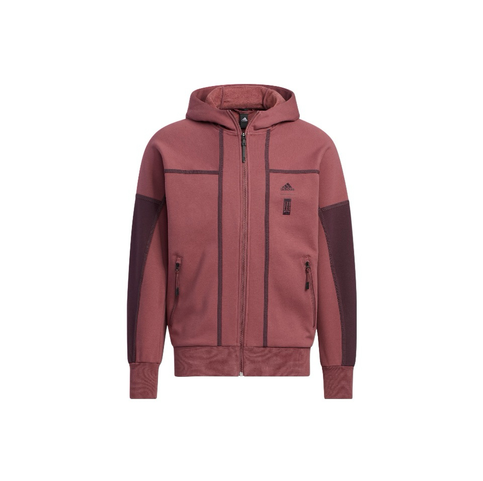 Adidas阿迪达斯男子拉链拼接秋冬运动休闲绒里连帽夹克外套HN8975 - 图3