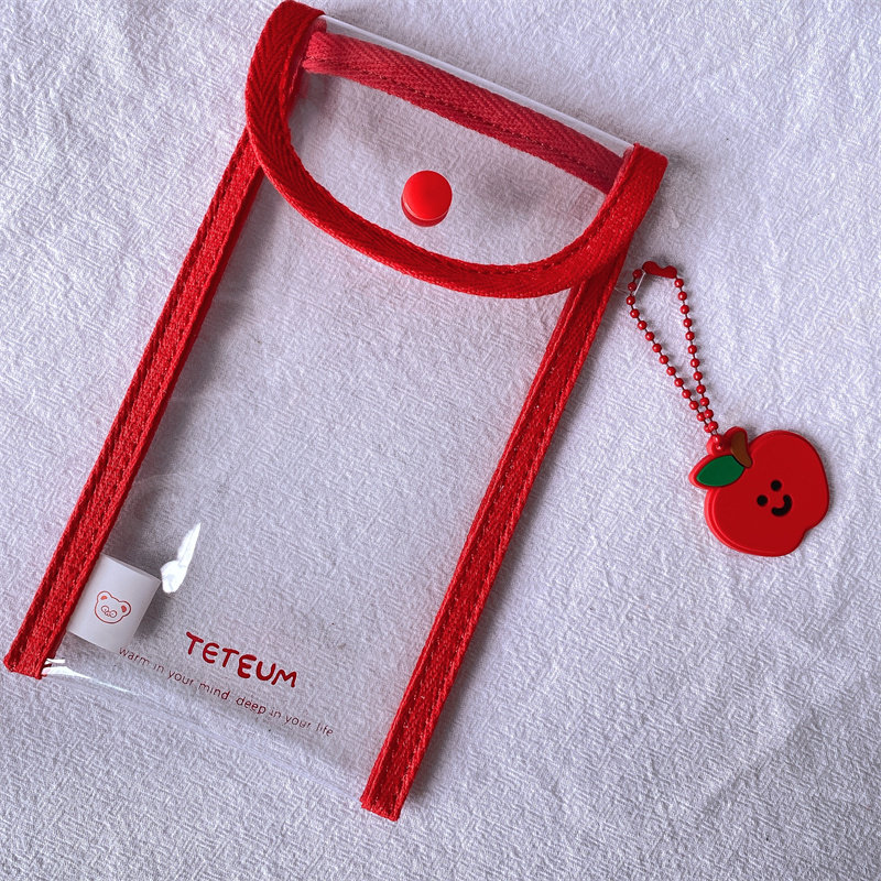 韩国学生ins小众设计可爱小熊印花透明pvc笔袋零钱包迷你收纳小包,淘宝优惠券,粉丝福利购,淘宝优惠卷