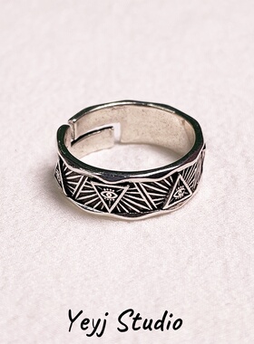 复古上帝之眼戒指高级感可调节