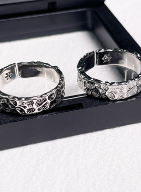 复古锤纹高级感戒指情侣网红款