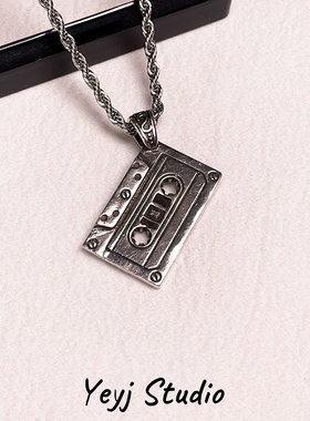 小众复古磁带吊坠项链
