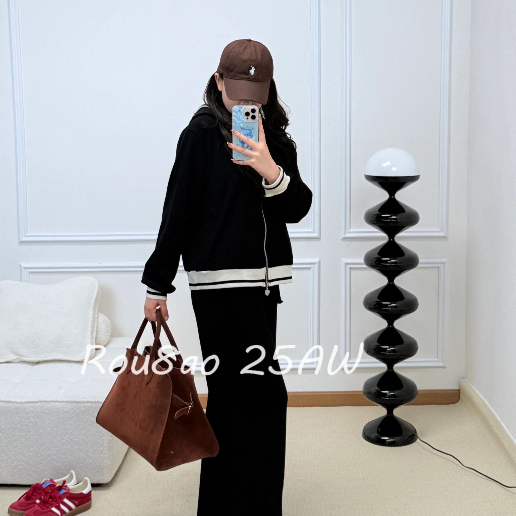 Rou8ao微胖大码女装韩版简约风套装连帽卫衣外套高腰阔腿裤两件套,淘宝优惠券,粉丝福利购,淘宝优惠卷