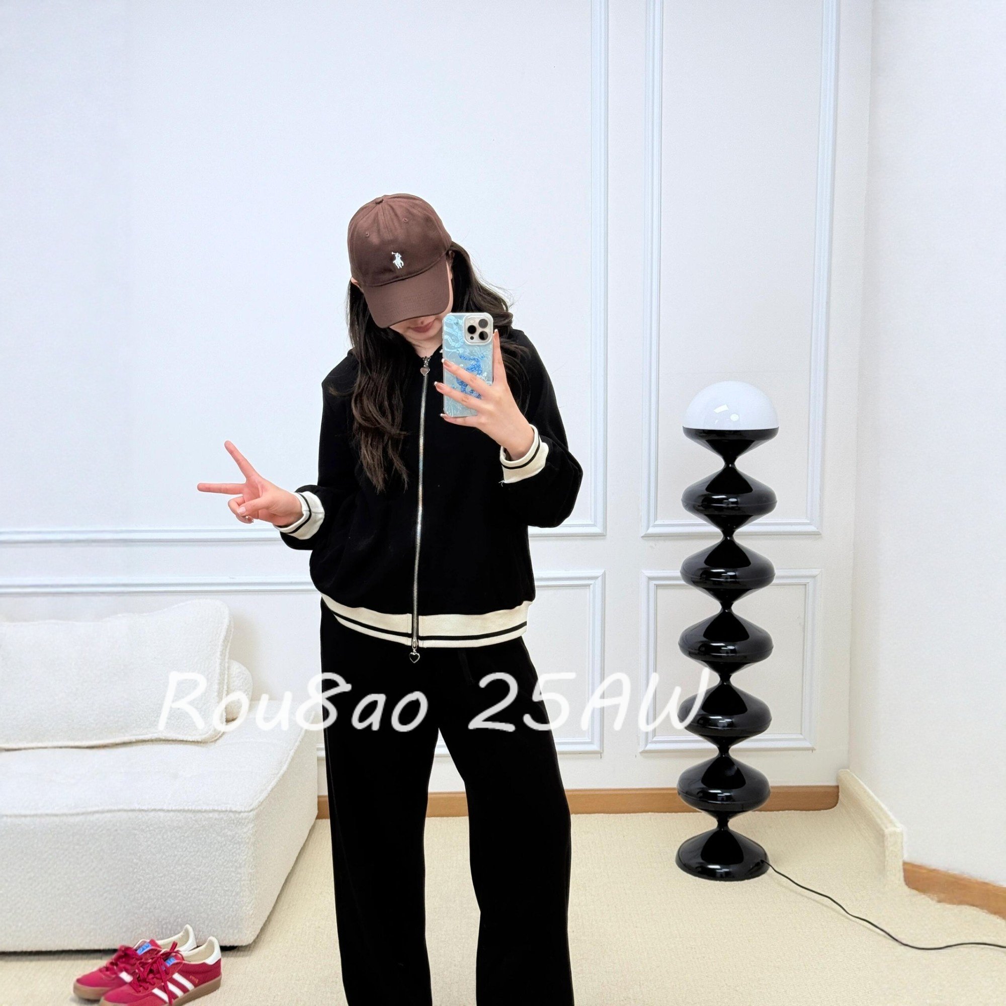 Rou8ao微胖大码女装韩版简约风套装连帽卫衣外套高腰阔腿裤两件套,淘宝优惠券,粉丝福利购,淘宝优惠卷