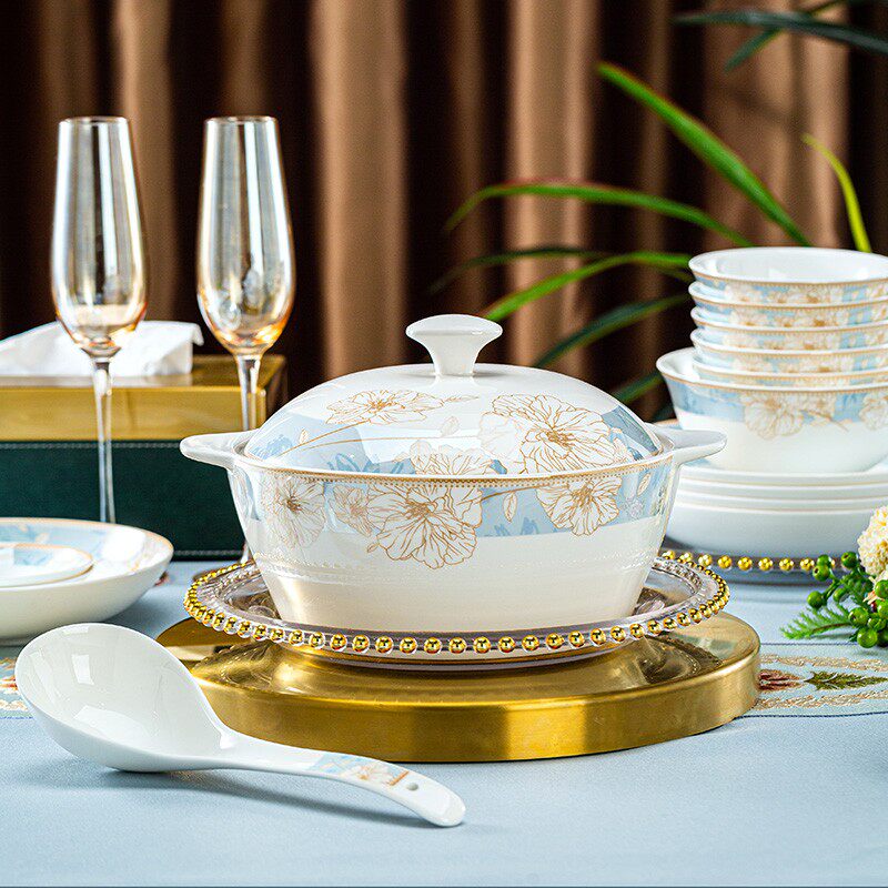 景德镇陶瓷2025新款碗碟套装家用餐具高档轻奢送礼餐具碗盘筷组合