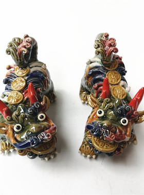 石湾陶瓷餐厅麒麟神兽家居装饰