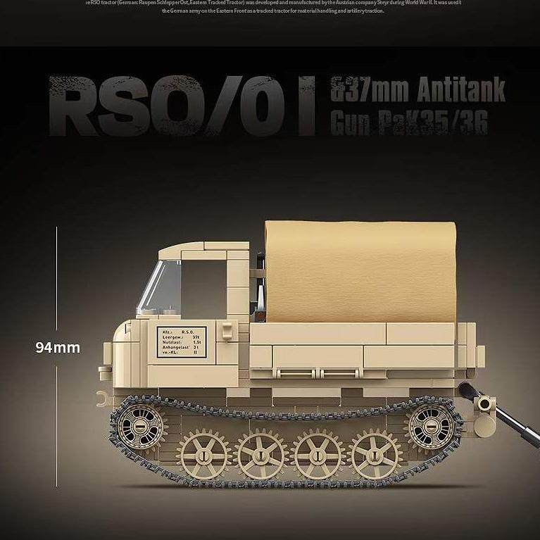 全冠100250二战德军铁驴RSO/01型牵引车儿童益智拼装积木玩具男孩,淘宝优惠券,粉丝福利购,淘宝优惠卷