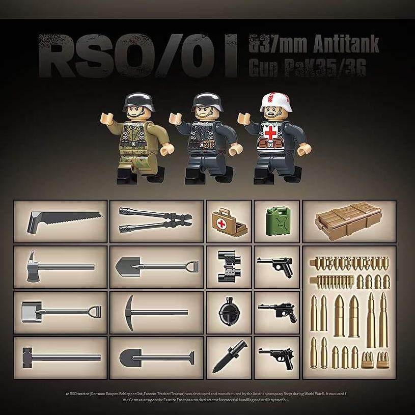 全冠100250二战德军铁驴RSO/01型牵引车儿童益智拼装积木玩具男孩,淘宝优惠券,粉丝福利购,淘宝优惠卷